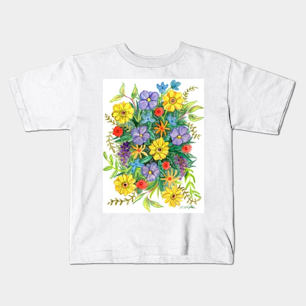 An Arrangement of Flowers Kids T-Shirt by jerrykirk